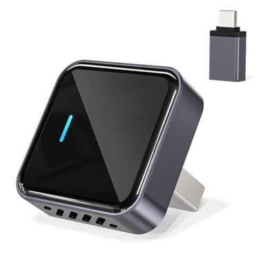 Adattatore CarPlay Wireless per iPhone, Trasforma CarPlay cablato in wireless, Formato mini con adattatore da USB-A a USB-C, Connessione stabile e senza ritardi