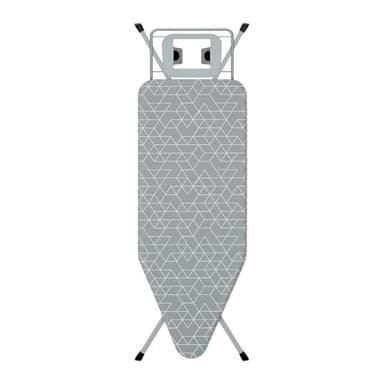 STANEW Asse da stiro 120 x 45 cm, Tavolo da Stiro pieghevole, Adatto per ferri da stiro a vapore, Sistema Di Chiusura Di sicurezza, Regolabile In Altezza, Con Rivestimento In Cotone 100% (Grigio)