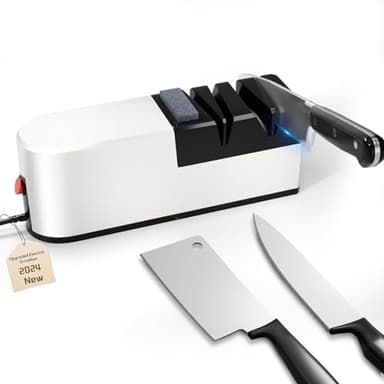 Affilacoltelli elettrico, sistema di affilatura coltelli 5 in 1 con lama dritta, affilacoltelli professionale diamantato PER affilatura grossolana, riparazione e affilatura coltelli (BH9)