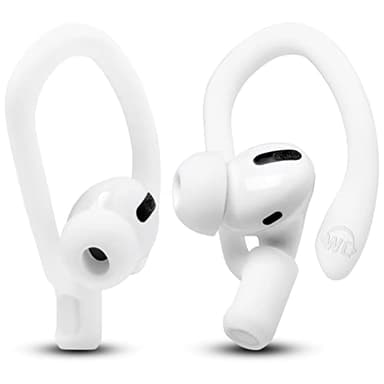 WC HookZ - Ganci sopra l'orecchio migliorati brevettati per AirPods Pro 1, 2 e AirPods 1, 2 e 3 - Due paia di dimensioni incluse nella confezione, realizzate da Wicked Cushions | Winter White