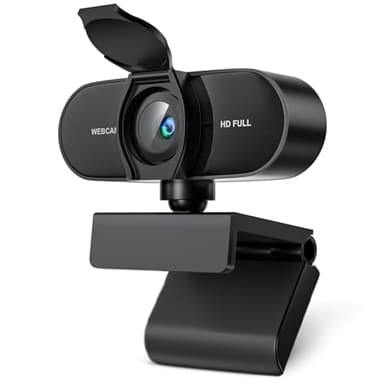 OFFCUP 1080P Webcam PC con Microfono Cancellazione del Rumore, Web Cam Full HD 1080p USB Web Camera Streaming Videocamera Plug & Play PC Laptop Desktop per Videochiamate Conferenza e Studio