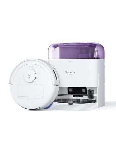 ECOVACS DEEBOT MINI Robot Aspirapolvere Lavapavimenti, 9000Pa, ZeroTangle 2.0, TrueMapping 2.0, Asciugatura ad Aria Calda 45°C, Svuotamento Automatico, Lavaggio Profondo Intelligente, Viola