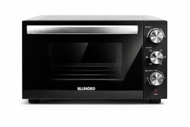 BLUNORD Forno Elettrico Ventilato – Doppio Vetro, 6 Funzioni di Cottura, 90–230°C, Timer 60 Min, Luce Interna, Accessori Inclusi, Pareti Antiaderenti (44 LITRI)