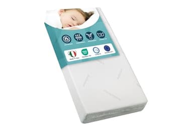 GHIOCUSCINI | Materasso Lettino Culla Certificato EN16890:2017 + A1:2021, 60 x 120 Alto 11 cm ANTIACARO, OEKO-TEX®, CertiPUR™, Traspirante, Antimicrobico e Antibatterico, Made in Italy