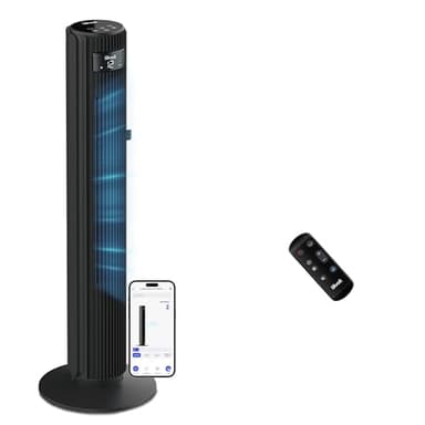 LEVOIT Ventilatore a Torre 108cm, Regolazione 60° Su-Giù, 90° Sinistra-Destra, Potente 7,9m/s per Camera da Letto, Stanza Grande, 1-24H, 4 Modalità, 12 Velocità, Nero Elegante, Wi-Fi| 7,9m/s| 108 cm