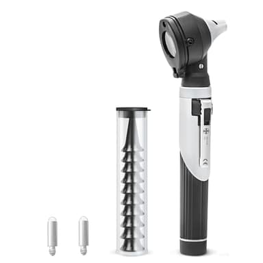AIESI® Otoscopio medico professionale tascabile a fibre ottiche LED 3V con illuminazione a luce bianca VISIOSCOPE, Lampadina di ricambio, Garanzia Italia 24 mesi