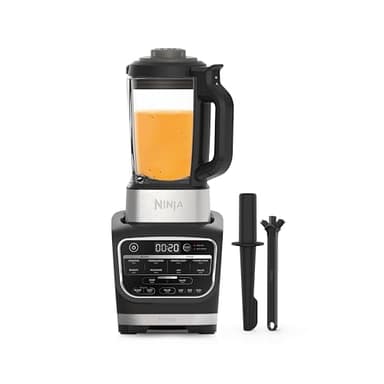 Ninja Foodi Frullatore Soup Maker, 1000W, caraffa in vetro 1,7L, 10 programmi Auto-iQ, per cibo caldo e freddo, elemento riscaldante incorporato, programma di pulizia e spazzola, nero, HB150EU