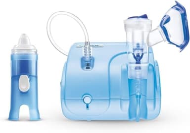 Flaem, Neb-Aid Duo, Aerosol Compatto per le Alte e Basse Vie Respiratorie con Mascherine Soft Touch e Filtro dell’Aria e Doccia Nasale, Prodotti Certificati e Made in Italy
