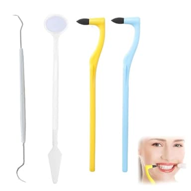 KEWUF Rimozione Tartaro Denti, Kit Pulizia Denti, Rimuovi Tartaro Denti, Pulizia Denti Tartaro per Sbiancante Denti (2 Rimuovi Tartaro, 1 Gancio Dentale, 1 Specchio Dentale)