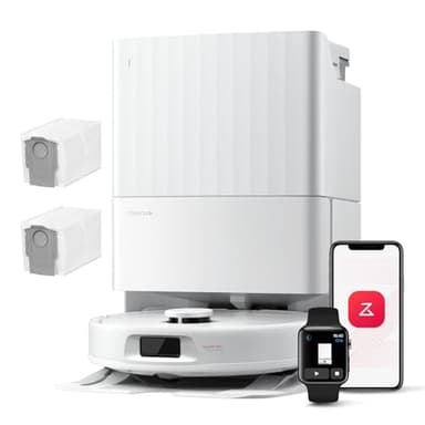 roborock QV 35A Set Robot Aspirapolvere, Antigroviglio, 8000Pa, Panno Sollevabile, Autolavaggio, Asciugatura ad Aria, Stazione Tutto in Uno, Evitare Ostacoli, Strategie di Pulizia dei Tappeti, Bianco