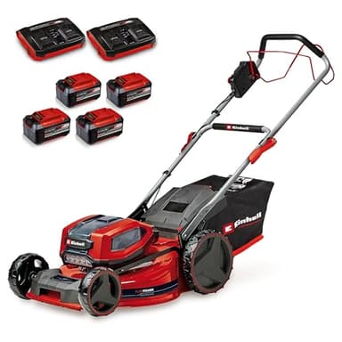 Einhell tosaerba GP-CM 36/52 S Li BL Kit Power X-Change (36 V, larghezza di taglio 52 cm, fino a 1200 m², Brushless, cesto da 65 litri, ruota motrice, incl. 4 batt. da 5,2 Ah + 2 Twincharger)