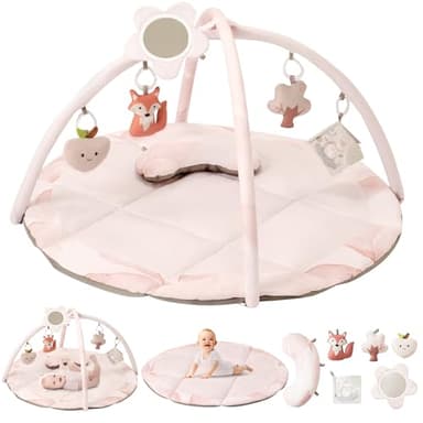 Fortella Palestrina Neonato Evolutiva, Tappetino Gioco attività con 5 Giocattoli Sensoriali, Specchio e Cuscino – Ideale per Bambine, Regalo Perfetto Sviluppo Infantile 0-3-6-9-12 Mesi (Rosa)
