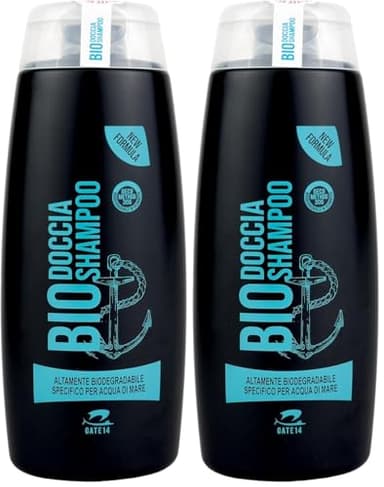 GATE14® Doccia Shampoo Bio Altamente Biodegradabile specifico per Acqua di Mare - 1 Flacone (Confezione da 2)