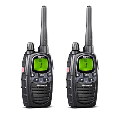 Midland - Walkie Talkie G7 PRO, Coppia Ricetrasmittenti Professionali Softair e Outdoor, 85 Canali - 16 PMR446/69 LPD Senza Licenza, Copertura 10Km, Autonomia 18 Ore, Batterie Ricaricabili e Accessori