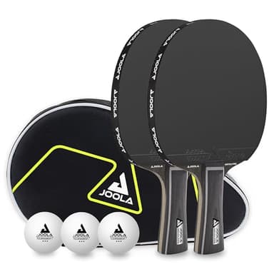 JOOLA Black Duo PRO - Set di 2 racchette da 'ping' 'pong' + 3 palline da ping-pong + custodia, colore nero, 6 pezzi