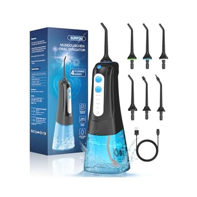 SURFOU Idropulsore Dentale Portatile Oral Idrogetto per Pulizia Denti, Professionale Elettrico Water Flosser Irrigatore Orale Doccia con Pulitore Getto Acqua, Idropulsore da Viaggio Idropulitore