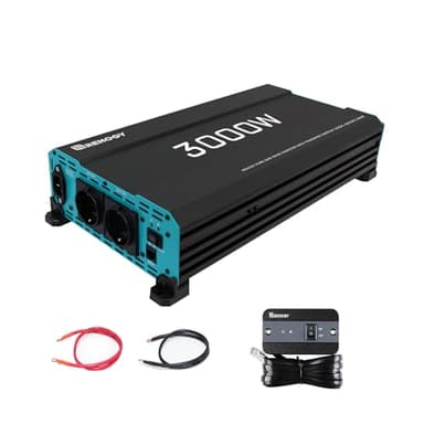 Renogy 3000W/6000W Power Inverter 12v 220v Onda Pura, DC 12V in AC 220V con 2 EU Presa & Telecomando trasformatore per Camper, Camion, Roulotte, Pannelli Solari, Picco 6000W