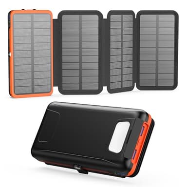Power bank Solare 20000mAh – A ADDTOP Caricabatterie solare con ricarica rapida 22.5W, 3 uscite e 4 pannelli solari pieghevoli, batteria esterna per telefoni e tablet, da campeggio