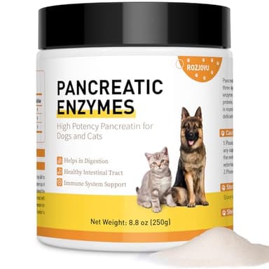 ROZJOVU Enzimi digestivi della pancretasi, 10 pancreatina, pancreatina per cani e gatti, enzima pancreatico, ideali per animali domestici con EPI e enzimi pancreatici per cani