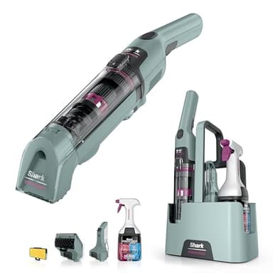 Shark StainForce Pulitore elettrico senza filo leggero. Elimina macchie e odori da tappeti, moquette, scale, auto. Con cestello di stoccaggio, accessori e 2 flaconi di soluzione detergente, HX100EUCP