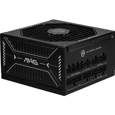 MSI MAG A850GLS PCIE5 Alimentatore per PC silenzioso, 850W, ATX, 80 Plus Gold, ATX 3.1, compatibile PCIe 5.1, cavi goffrati, connettore nativo 12V-2x6 bicolore