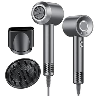 Asciugacapelli, 160.000 Giri/min Phon Capelli Professionale con 500 Milioni Ioni Negativi, 3 Velocità & 4 Temperature, Basso Rumore, Diffusore Magnetico e Ugello Inclusi