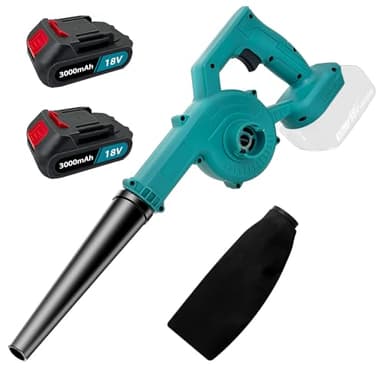 Professionista Soffiatore a batteria per foglie con 2X 3000mAh Batteria & Caricabatteria – Potente motore a spazzole da 500W, soffiatore e aspiratore per foglie 3-in-1, velocità variabile fino a 32000