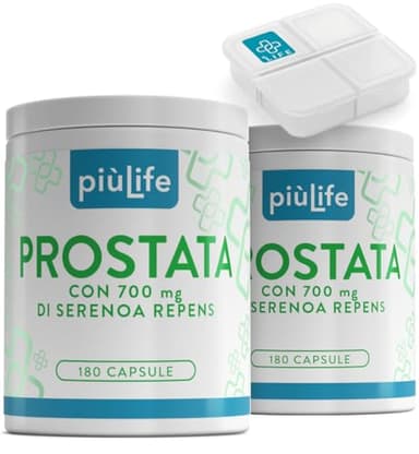 Serenoa Repens Prostata Integratore 700mg PiùLife, 2 al giorno, Saw Palmetto con Pygeum Africanum, Zucca e Ortica, Benessere Delle Vie Urinarie Uomo, Estratto Di Mirtillo Antiossidante, 360 Capsule