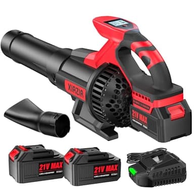 Soffiatore Senza Fili con Display LCD, 3 Velocità, 2×4.0Ah Batterie e Caricabatterie Veloce, Soffiatore Elettrico Leggero per Cura del Giardino, Vialetto, Foglie, Polvere e Neve