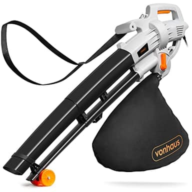 VonHaus Soffiatore e Aspirafoglie da Giardino da 3000 W – Soffiatore Foglie per Giardini, Grondaie, Vialetti – Leggero, con Tracolla, Ruote, Sacca Raccolta da 35 Litri