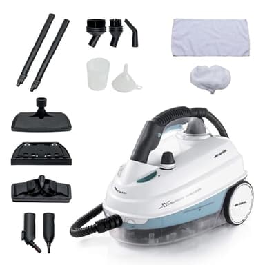 Ariete 4146 XVapor Deluxe - Pulitore a Vapore Mobile, 5 bar, Vano Portaccessori Integrato, Autonomia fino a 55', Cavo 6 m, 1500W, Bianco