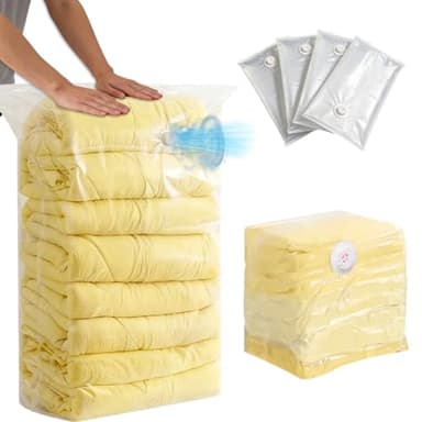 Sacchetti sottovuoto per vestiti, 4 pezzi, grandi sacchetti sottovuoto 100 x 80 x 38 cm, sacchetti a compressione riutilizzabili per cuscini, coperte, sacchetti ermetici per trasloco e cambio stagione