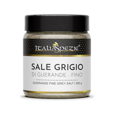 ITALIA SPEZIE - Sale grigio di Guerande fino - Vasetto da 300g, Sale Celtico o Bretone, sale naturale 100% non raffinato.