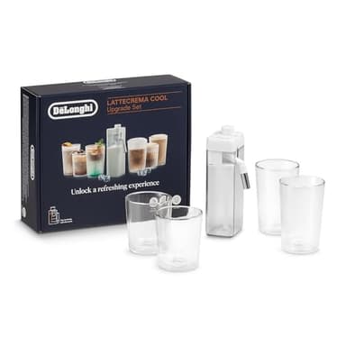 De'Longhi Rivelia LatteCrema DLSC032 Cool Upgrade per RICETTE FREDDE, Set Cappuccinatore SOLO Macchine Caffè Rivelia, Incluso Caraffa LatteCrema Cool, 2 Bicchieri Doppia Parete da 400ml e 2 da 480ml