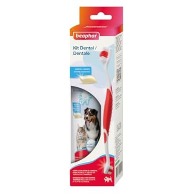 Beaphar, Kit 1 Dentifricio + 1 Spazzolino per Cani e Gatti, Protezione Completa Contro Placca e Tartaro, Adatto a Tutte le Taglie, Cura Quotidiana e Pulizia Efficace