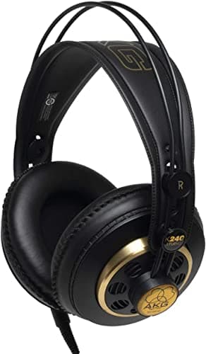 AKG K240 Studio Professional Semi-Open, Cuffie Over-Ear, design ad alte prestazioni, adattatori da 3,5 mm e 1/4", archetto autoregolante - Nero e Oro