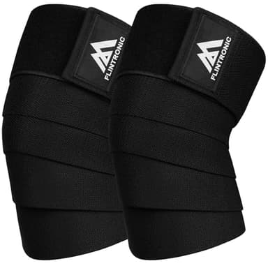 flintronic Ginocchio Fascia Powerlifting, 200cm Pesistica Fasce Elastica Bendaggio, Tutore per Ginocchio Unisex, Ginocchiere Palestra Squat per Powerlifting Allenamento (Nero)