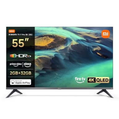XIAOMI TV F Pro 55, 55 pollici (140 cm),4K UHD QLED,Smart TV, Fire TV,Triple Tuner DVB-C/S/S2/T/T2, HDR10+, Modalità Game Boost 120Hz, MEMC, Controllo Vocale Alexa, 2GB+32GB, Compatibile con AirPlay