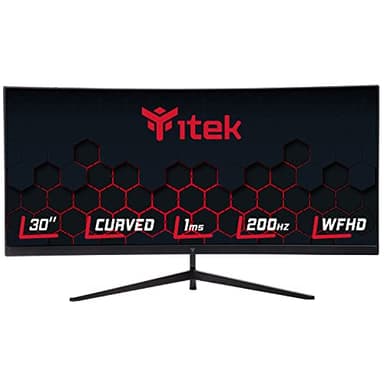 Itek Monitor GGC - 30" Curvo, 2560x1080 WFHD UltraWide, R1800, Pannello VA da 200Hz, Risposta 1ms MPRT, Collegamenti 3xHDMI e DP, HDR Ready, Adapt Sync