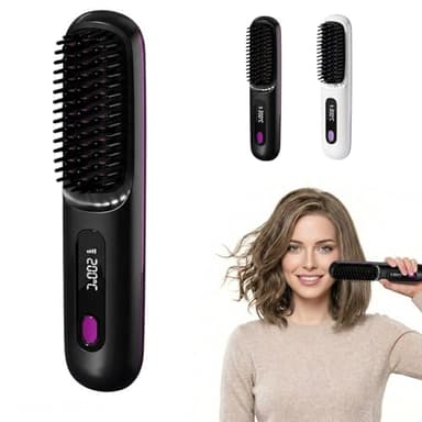 Spazzola Sovalya per Capelli Corti, a Ricarica Wireless e Ioni Negativi, Anti-Aggrovigliamento, 4 Velocità Regolabili, Compatta e Portatile per Casa e Viaggio (NERO)