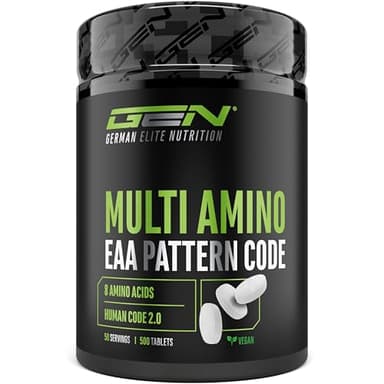 Multi Amino-EAA Pattern Code - 500 compresse da 1000 mg ciascuna - Formula Human Code - Tutti gli 8 aminoacidi essenziali - Da fermentazione vegetale - Alto dosaggio - Vegan