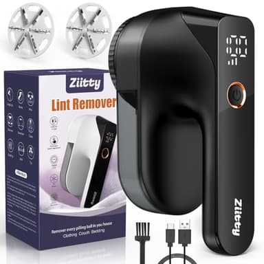Ziitty Levapelucchi Elettrico, Rimuove i Pelucchi per 3 Livelli di Potenza Regolabili, Taglia Pelucchi a 6 Lame per vari Tessuti Perfetto per i Regali di Famiglia per le Donne(Nero)