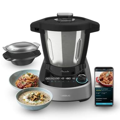 Cecotec Robot da Cucina Multifunzione Mambo 11090 Daily. Capacità 3,3 Litri, 37 Funzioni, 4 Preparazioni Contemporaneamente, Touch, App Mambo con Ricettario, Bilancia e Caraffa in Acciaio Inox
