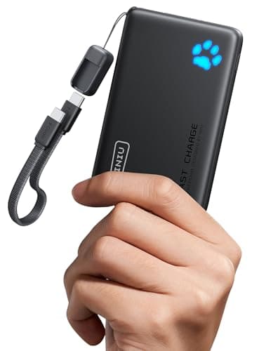 INIU Power Bank, Piccolo 45W Ricarica Rapida 10000mAh Powerbank con Cavo USB C Staccabile, Idoneo per Volo, Essenziali da Viaggio, Caricatore Portatile per iPhone 17 16, Samsung S25 Xiaomi iPad ecc.