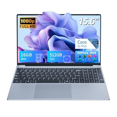 MOGIKK Portatile PC 15.6" Full HD IPS, Core i5-7Y54 fino a 3.2 GHz, 16 GB RAM SSD 512 GB, Notebook Win 11 + Office 365, Laptop Tastiera Retroilluminata, Computer Portatile HDMI USB 3.0 WiFi 5 BT 4.2