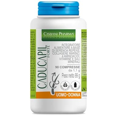 CISBANI PHARMA Serenoa Repens 500 mg - 90 compresse, Integratori per Capelli Caducapil arricchito con Biotina,Collagene Marino, Ideale per donna e uomo
