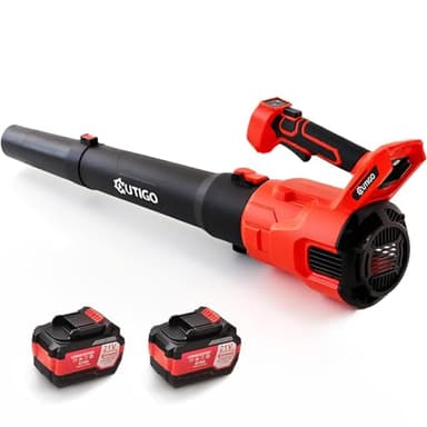 OUTIGO Soffiatore a Batteria, Dotato di 2 batterie da 4,5 Ah, velocità del vento 49 m/s, modalità a doppia velocità, soffiatore per foglie leggero per soffiare le foglie, pulire il cortile