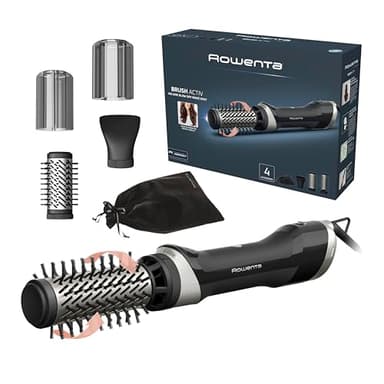 Rowenta Brush Activ, Spazzola Ad Aria Calda Rotante, Spazzola Asciugacapelli 1000 W, Design Ergonomico, 2 Spazzole Rotanti in Ceramica, Concentratore e Custodia, UB9530F0