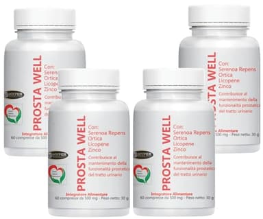 Prosta Well Integratore Benessere Salute Favorisce la Funzionalità della Prostata e delle Vie Urinarie con Serenoa Repens Ortica Licopene Zinco Alto Dosaggio 240 Compresse Prodotto in Italia
