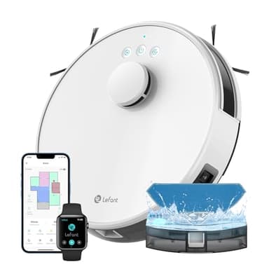 Lefant M1 Robot Aspirapolvere Lavapavimenti con Mappatura Laser dToF, 5500Pa, Doppia Spazzola Laterale, per Peli di Animali, Autonomia 200 Min, Controllo APP Alexa Google, Bianco